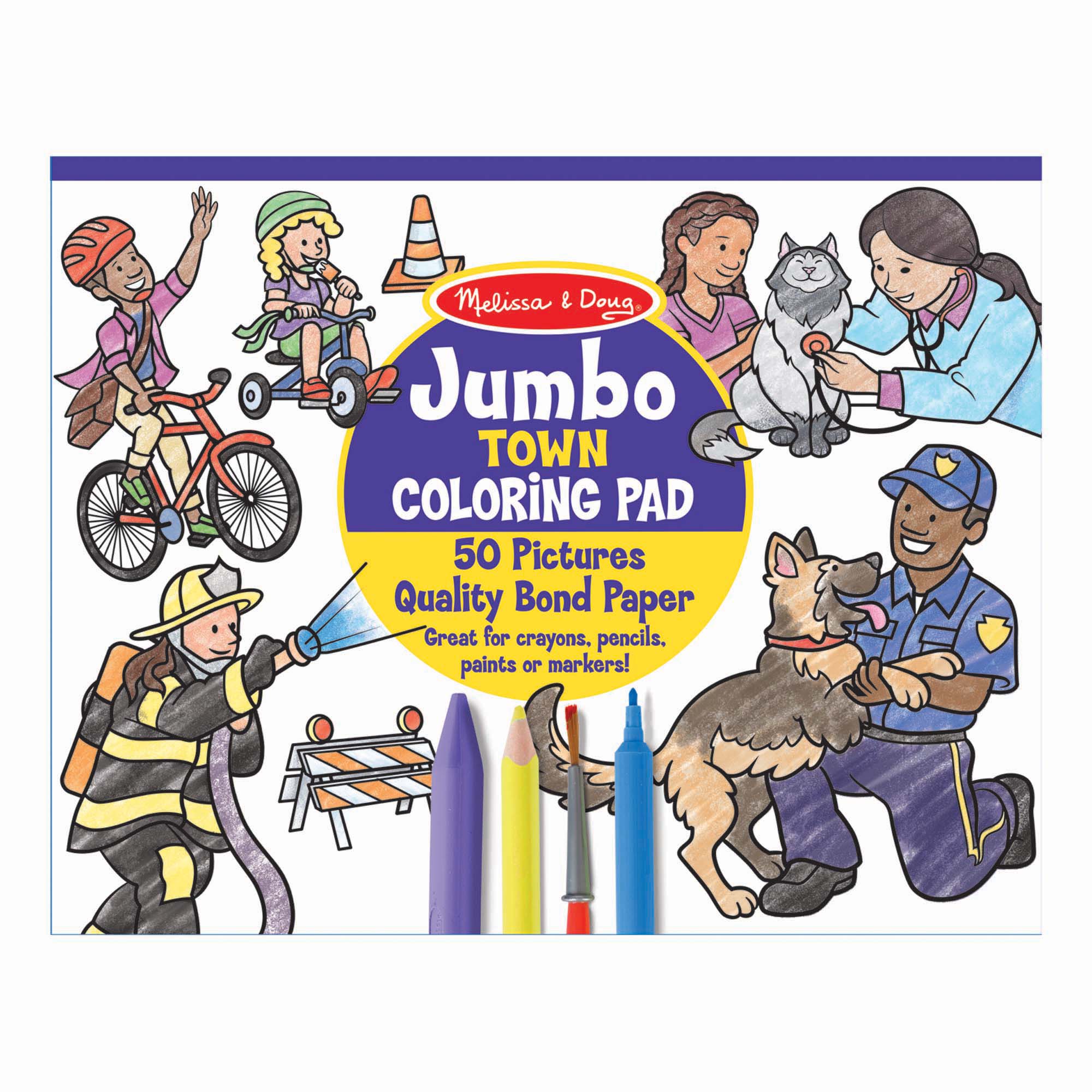 Melissa & Doug รุ่น 30250  Jumbo Coloring Pad - Town ชุดสมุดระบายสีจั้มโบ้ รุ่นเมือง ช่วยส่งเสริมการเรียนรู้ของเด็กที่มีความสนใจการระบายสี