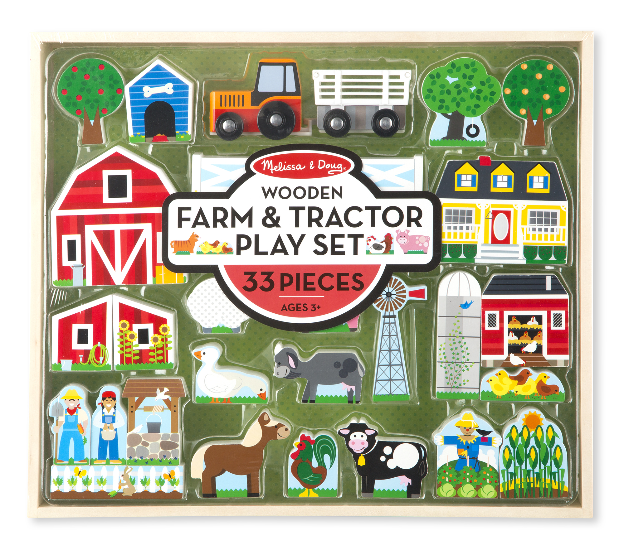 Melissa & Doug รุ่น 4800 Wooden Farm & Tractor Play ชุดของเล่นไม้ รุ่นบล๊อคฟาร์มจำลอง