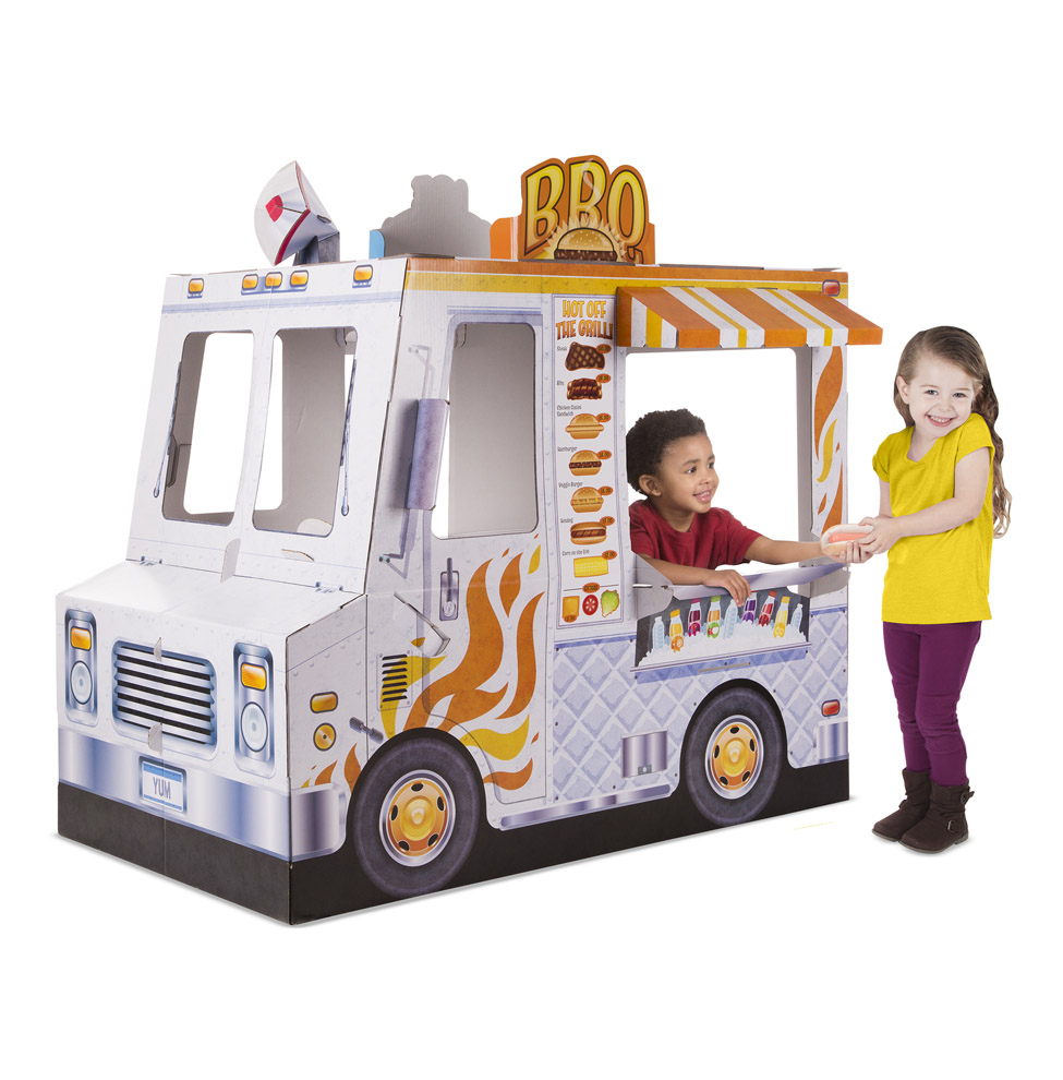 Melissa & Doug รุ่น 5510 Food Truck Playset ชุดบ้านกระดาษ รุ่นรถขายไอติมและรถขายพิซซ่า ชุดนี้สามารถเล่นได้ถึง 2แบบ เป็นชุดบ้านกระดาษที่มีความแข็งเป็นพิเศษ ส่งเสริมการเล่นแบบสร้างจินตนาการ