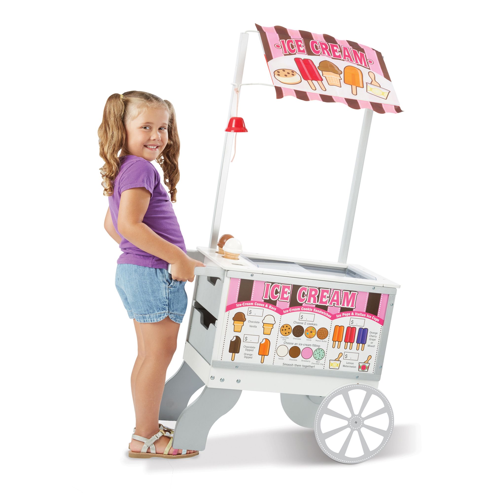 [ฟรีอุปกรณ์ 40ชิ้น] รถไอติม รุ่น 9350 Melissa & Doug Ice Cream Hot Dog Food Cart รีวิวดีใน Amazon USA  อุปกรณ์ ทั้งหมด 40 ชิ้น ของเล่นทำไอติม และ รถเข็นขายฮอทดอก เล่นได้ 2 ด้าน