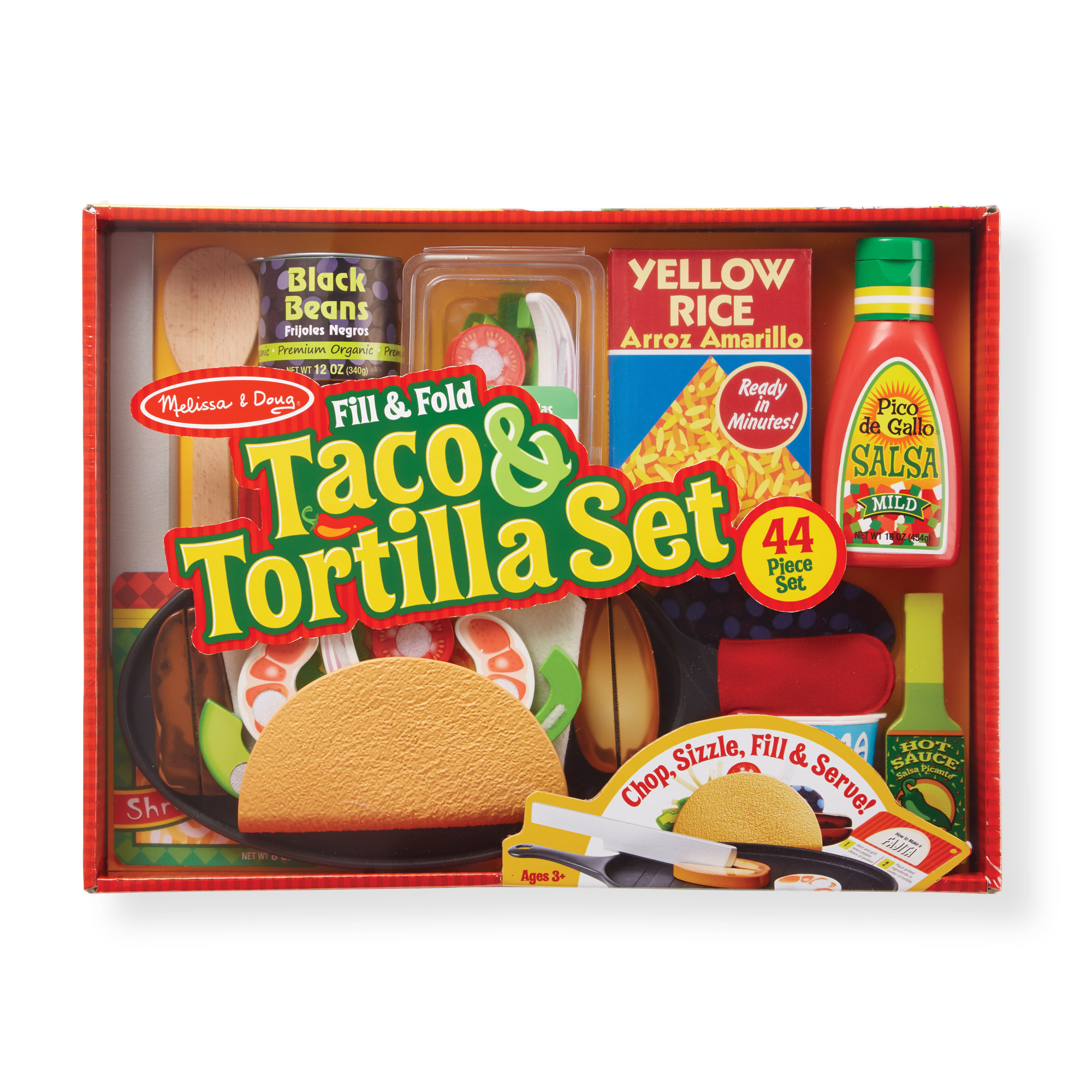 [44ชิ้น] รุ่น 9370 ชุดทำทาโค่เม๊กซิกัน Melissa & Doug Fill & Fold Taco & Tortilla Set รีวิวดีใน Amazon USA ทุกชิ้นมีตีนตุ๊กแก อุปกรณ์ครบ  ของเล่น มาลิซ่า  3 - 6 ขวบ
