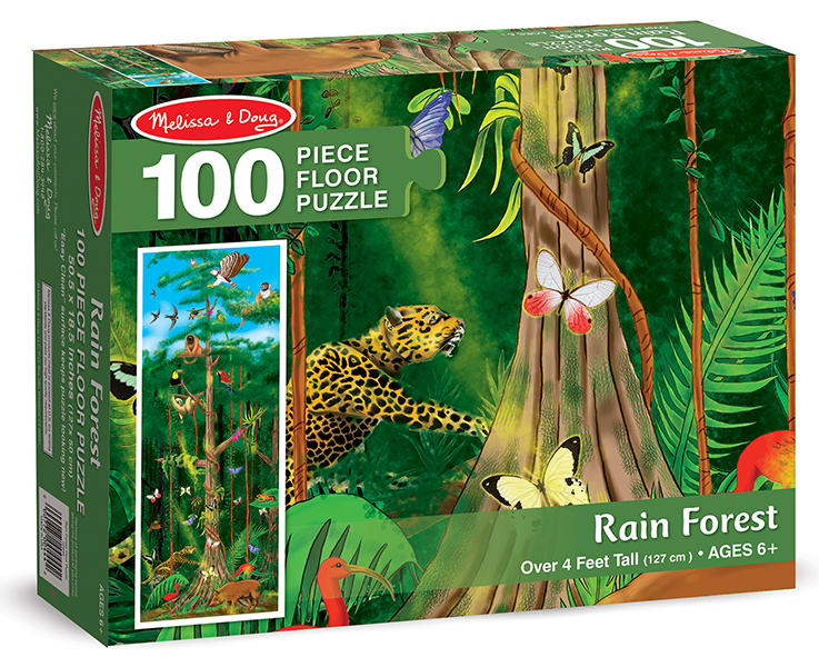 Melissa & Doug รุ่น 444 Floor Puzzle Rain Forest ชุดจิ๊กซอกระดาษ 100 ชิ้น รูปสัตว์ป่า ส่งเสริมพัฒนาการบังคับมือให้สอดคล้องกับสมอง
