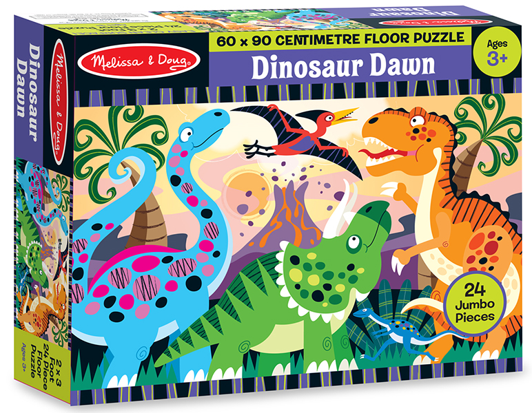 Melissa & Doug รุ่น 4425 Floor Puzzle Dinosaur Dawn 24pc ชุดพัซเซิล รุ่นไดโนเสาร์ 24ชิ้น ส่งเสริมการคิดแก้ปัญหาและมีสมาธิ