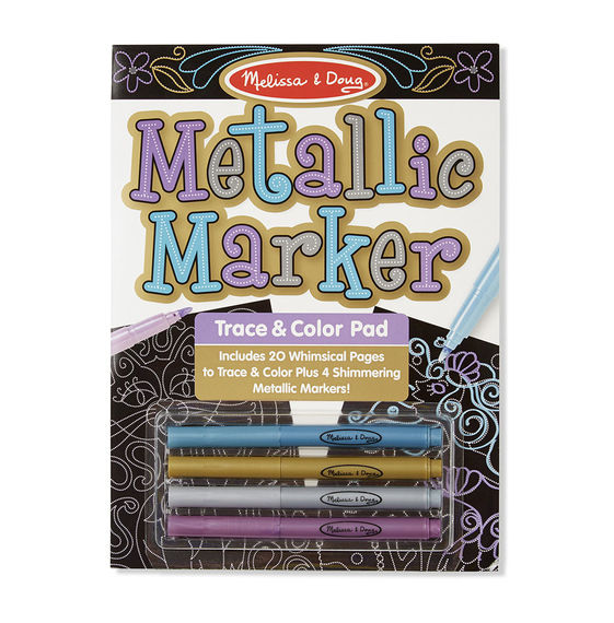 Melissa & Doug รุ่น 9320 Metallic Marker Trace & Color Pad ชุดกิจกรรมศิลปะ  มาพร้อมแผ่น Trace & Color 20 แผ่น และปากกาแมจิกแบบสีเมทัลลิค 4 แท่ง ส่งเสริมความคิดริเริ่มสร้างสรรค์ ความสนใจในศิลปะ