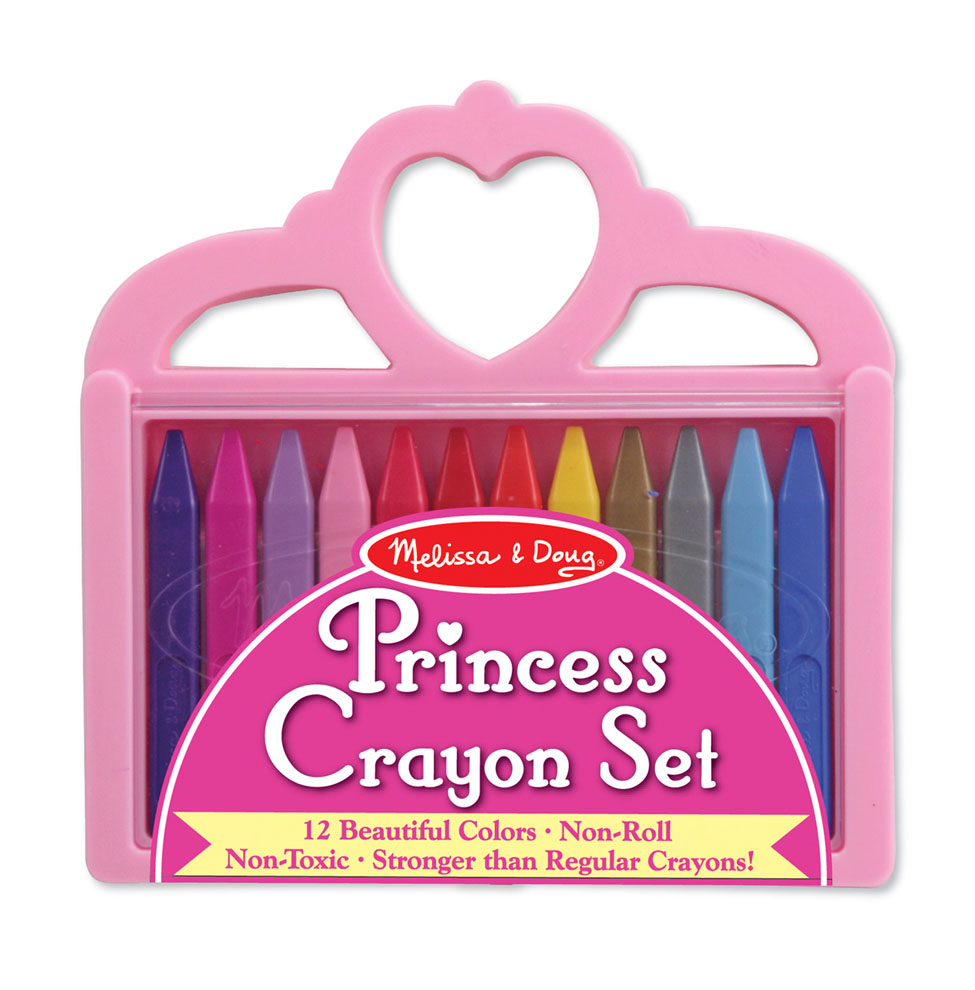 [12สี] รุ่น 4155 สีเทียนรุ่นเจ้าหญิง 12 สี Melissa & Doug Princess Crayon Set  รีวิวดีใน Amazon USA non-toxic washable ล้างออกได้ แท่งสามเหลี่ยมไม่กลิ้งหล่น แข็งแรงพิเศษ ไม่หักง่าย