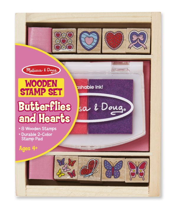 Melissa & Doug รุ่น 2415 ชุดตรายางไม้ ชุดผีเสื้อและหัวใจ ส่งเสริมจินตนาการ  Stamp Set - Butterfly and Heart