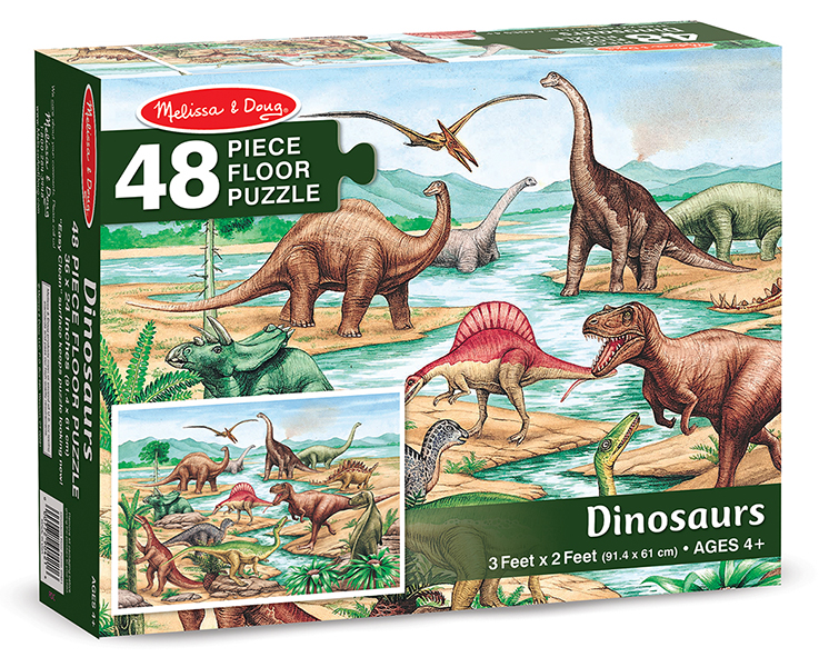Melissa & Doug รุ่น 421 Dinosaur Floor Puzzle - 48 Pcs พัซเซิลแบบจัมโบ้ 48 ชิ้น รูปไดโนเสาร์ ส่งเสริมพัฒนาการด้านการคิด ต่อ วางแผน
