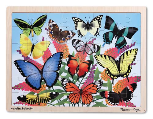 Melissa & Doug รุ่น 2910 Wooden Jigsaw Puzzle Butterfly 48pc ชุดจิ๊กซอไม้  48ชิ้น รุ่นผีเสื้อ ส่งเสริมพัฒนาการทางความคิด มือ และสมอง