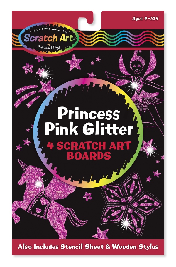 Melissa & Doug รุ่น 5810 ชุดกระดาษศิลปะขูด ชุดสีชมพูแวววาว ส่งเสริมทักษะทางศิลปะ ความคิดริเริ่มสร้างสรรค์  Scratch Art Set - Pink Glitter
