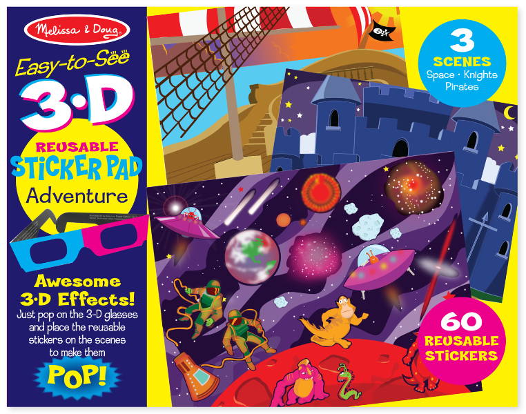 Melissa & Doug รุ่น 9375  3D Reusable Sticker Pad - Adventure สติกเกอร์รียูสซาเบิล รุ่น ผจญภัย 3D ส่งเสริมทักษะ และจินตนาการของเด็ก