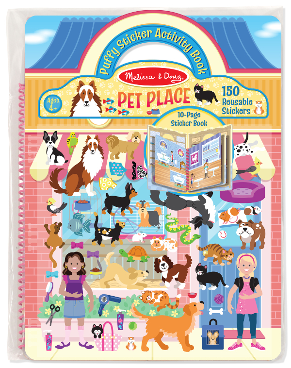Melissa & Doug รุ่น 9429  Puffy Reusable Sticker Book - Pet Shop สมุดชุดสติกเกอร์รียูสซาเบิล สัตว์เลี้ยง ฝึกการออกแบบตกแต่ง เสริมสร้างจินตนาการ