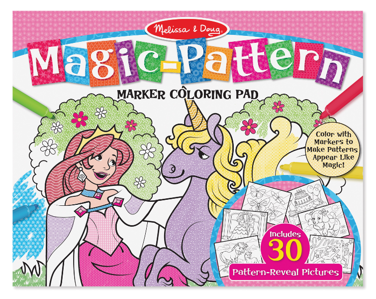 Melissa & Doug รุ่น 9432   Magic Pattern Marker Coloring Pad – Pink สมุดระบายสีแผ่นใหญ่ เป็นตีมเด็กผู้หญิง ส่งเสริมการมีสมาธิ การดีไซน์ ทักษะ