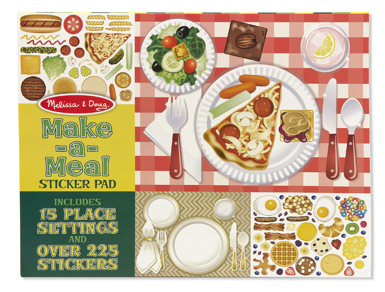 Melissa & Doug รุ่น 4193 สติกเกอร์ ชุดอาหาร ส่งเสริมจินตนาการ สอนเรืองอาหาร และ การนั่งบนโต๊ะ ส่งเสริมการเล่นบทบาทสมมุติ  Make-a-meal Sticker Pad