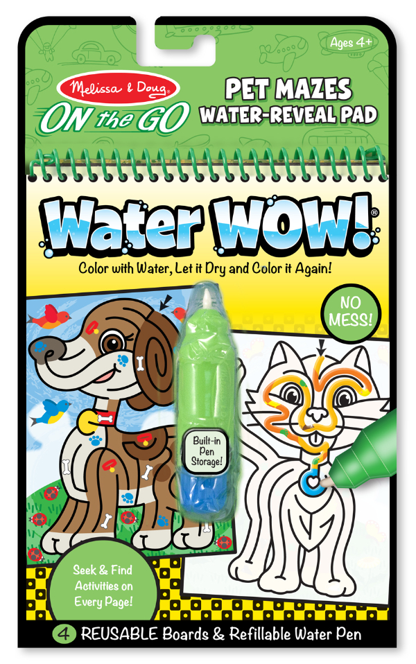 Melissa & Doug รุ่น 9484 สมุดระบายสีด้วยน้ำรียูสซาเบิล ส่งเสริมความสนใจในด้านศิลปะ WATER WOW REUSABLE - Pet Maze!