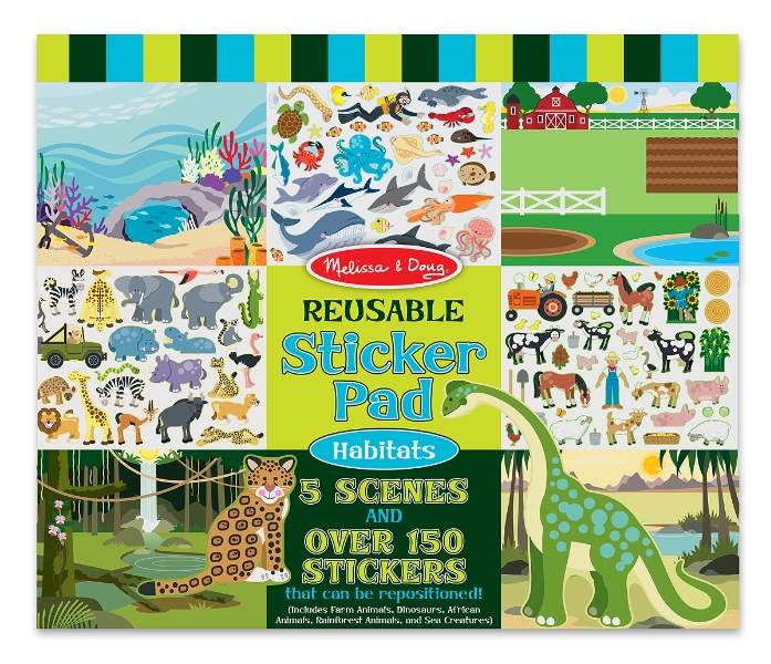 Melissa & Doug รุ่น 4196 Reusable Sticker Pad - Habitat Animals  สมุดชุดสติ๊กเกอร์รียูสซาเบิล รูปสัตว์ต่างๆ ฝึกการออกแบบตกแต่ง เสริมสร้างจินตนาการ