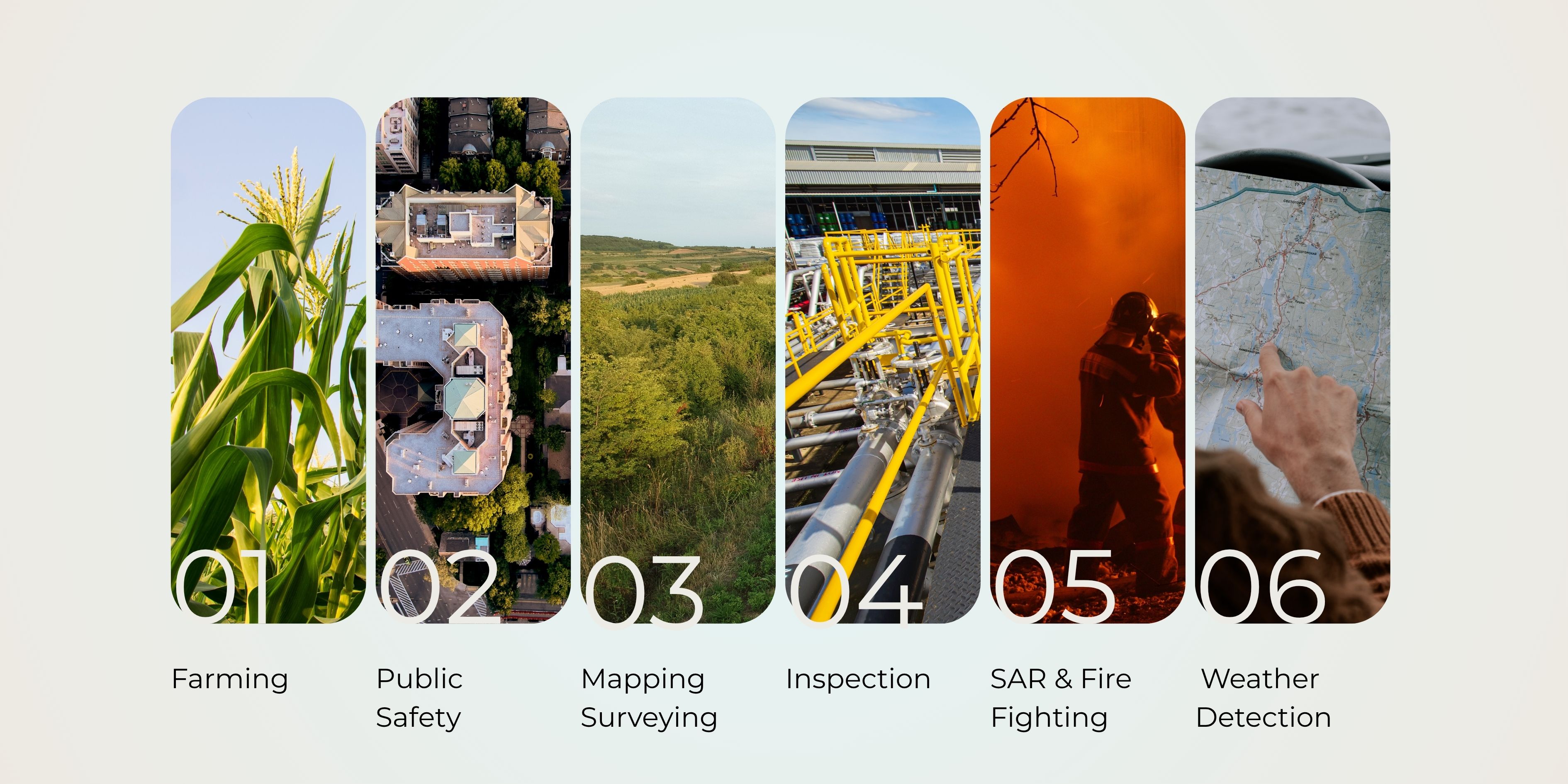 Section that works for drone industry with pale cream background 