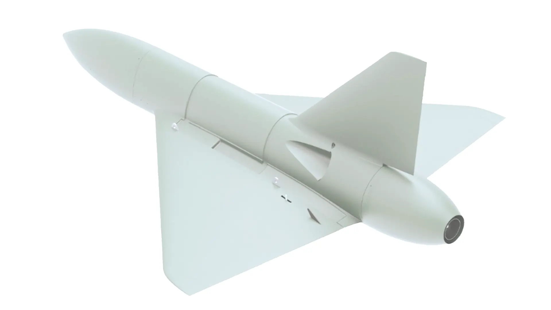 white full tube drone that looks like rocket ship