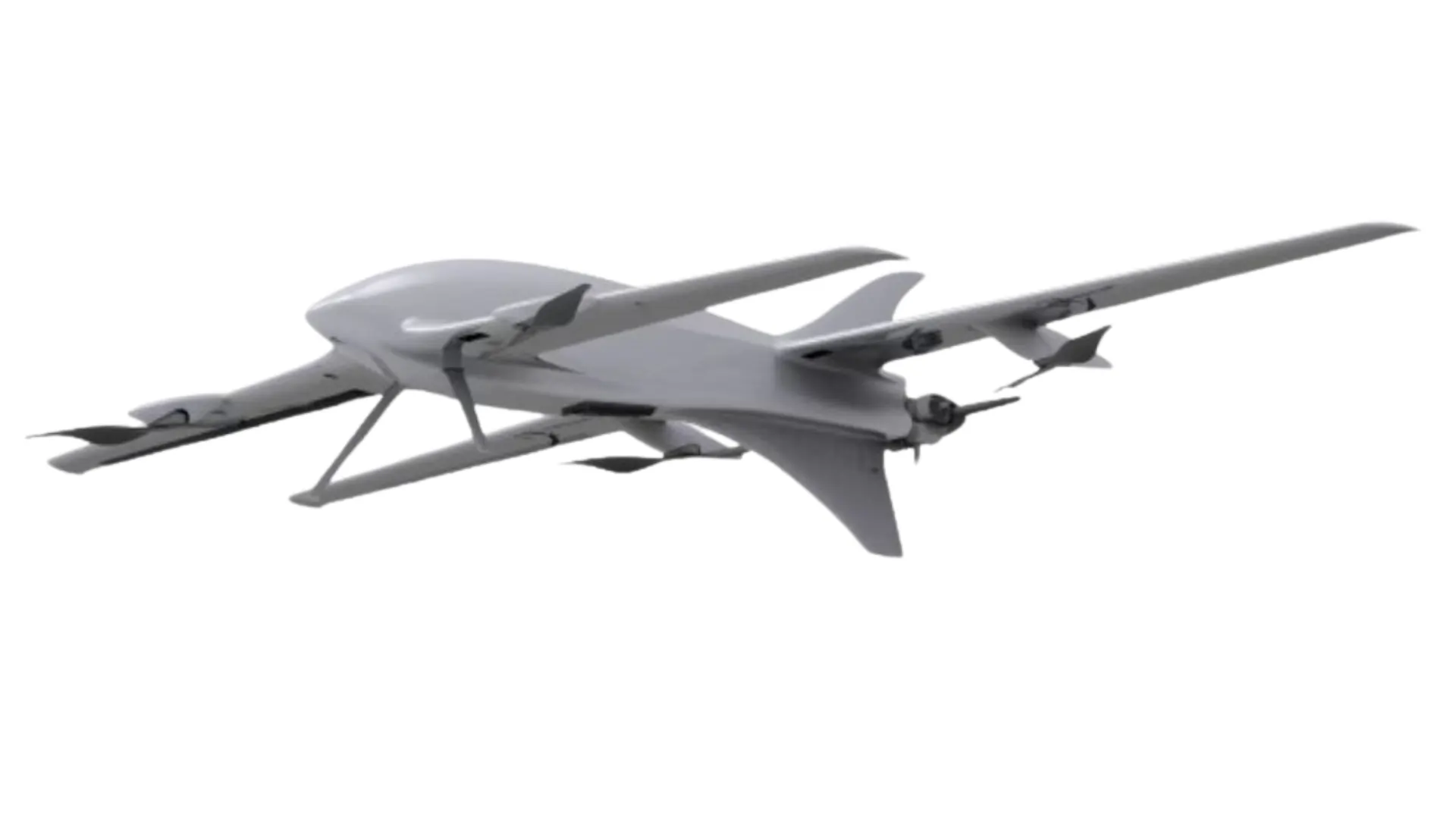 Flying gray airplane