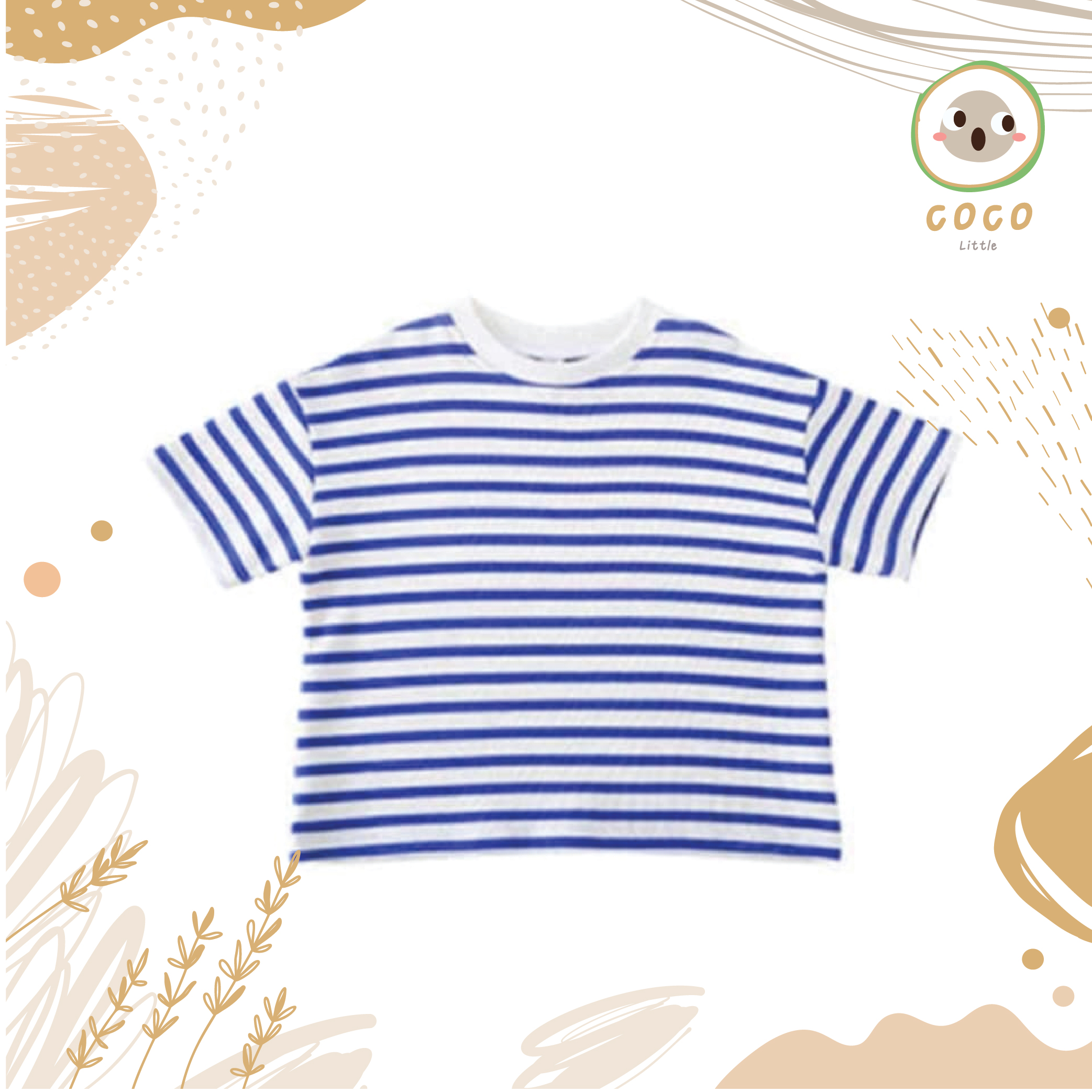 COCO BY PAPA เสื้อยืดคอกลม แขนสั้น ผ้าCotton100% เนื้อนิ่ม เสื้อเด็กสไตล์เกาหลี Stripe Top Shirt ไม่หนาใส่สบาย