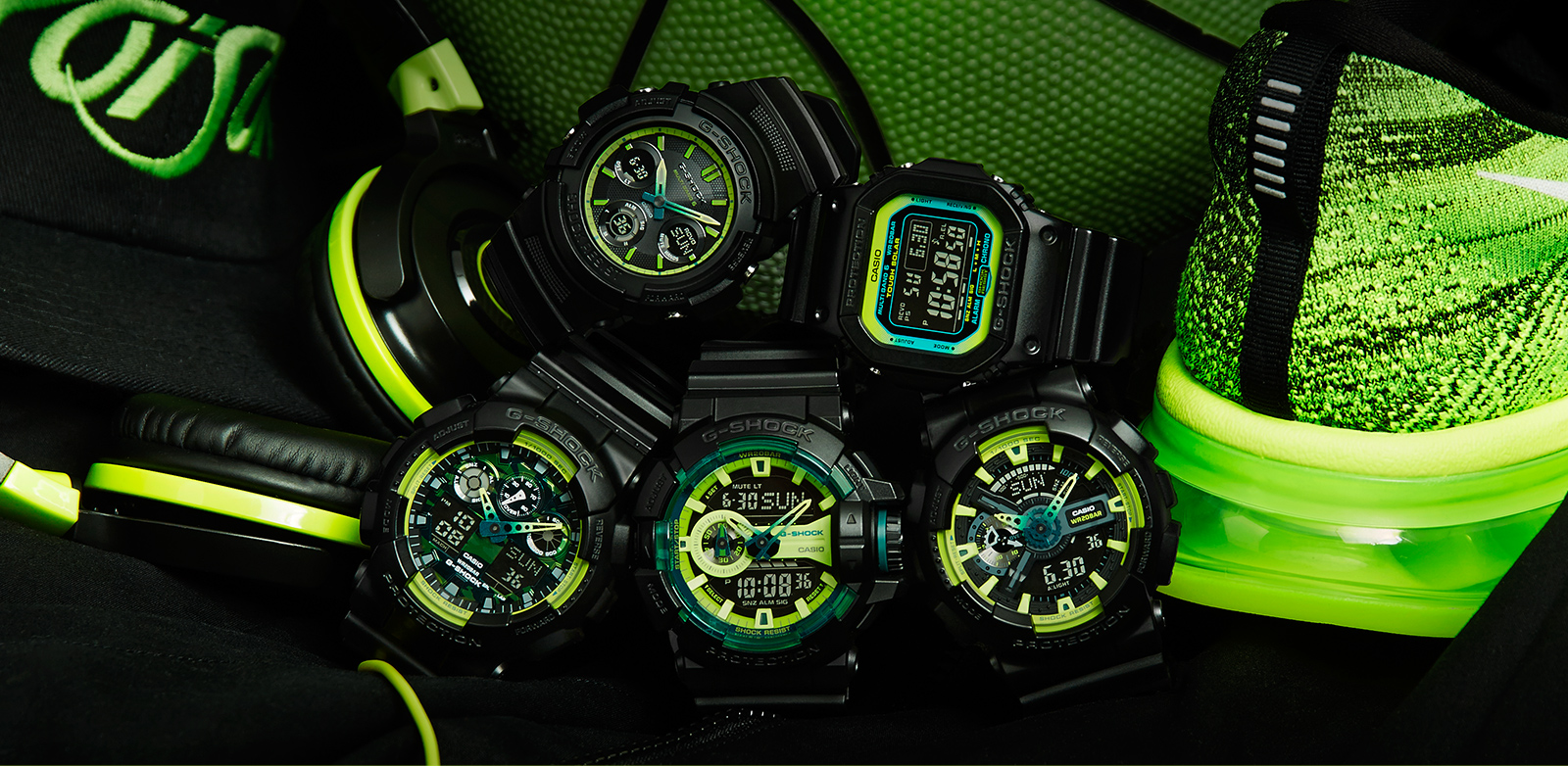 lime green g shock watch