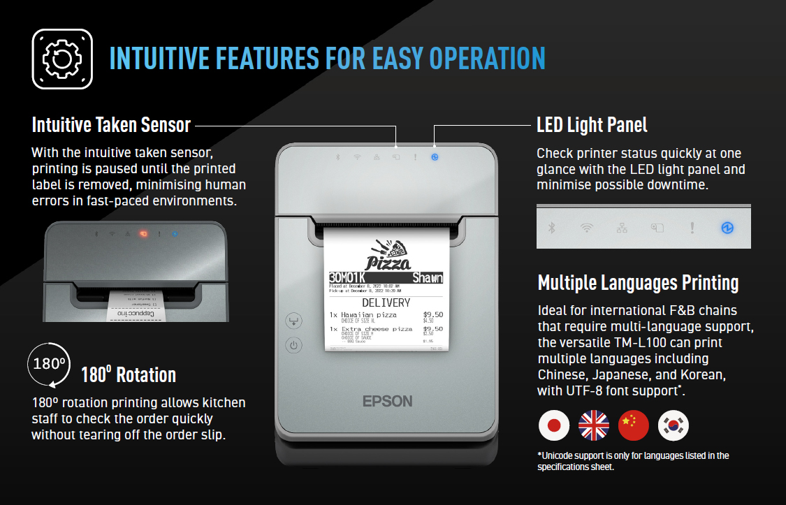 เครื่องพิมพ์ใบเสร็จ Epson TM-L100 Thermal Label Printer