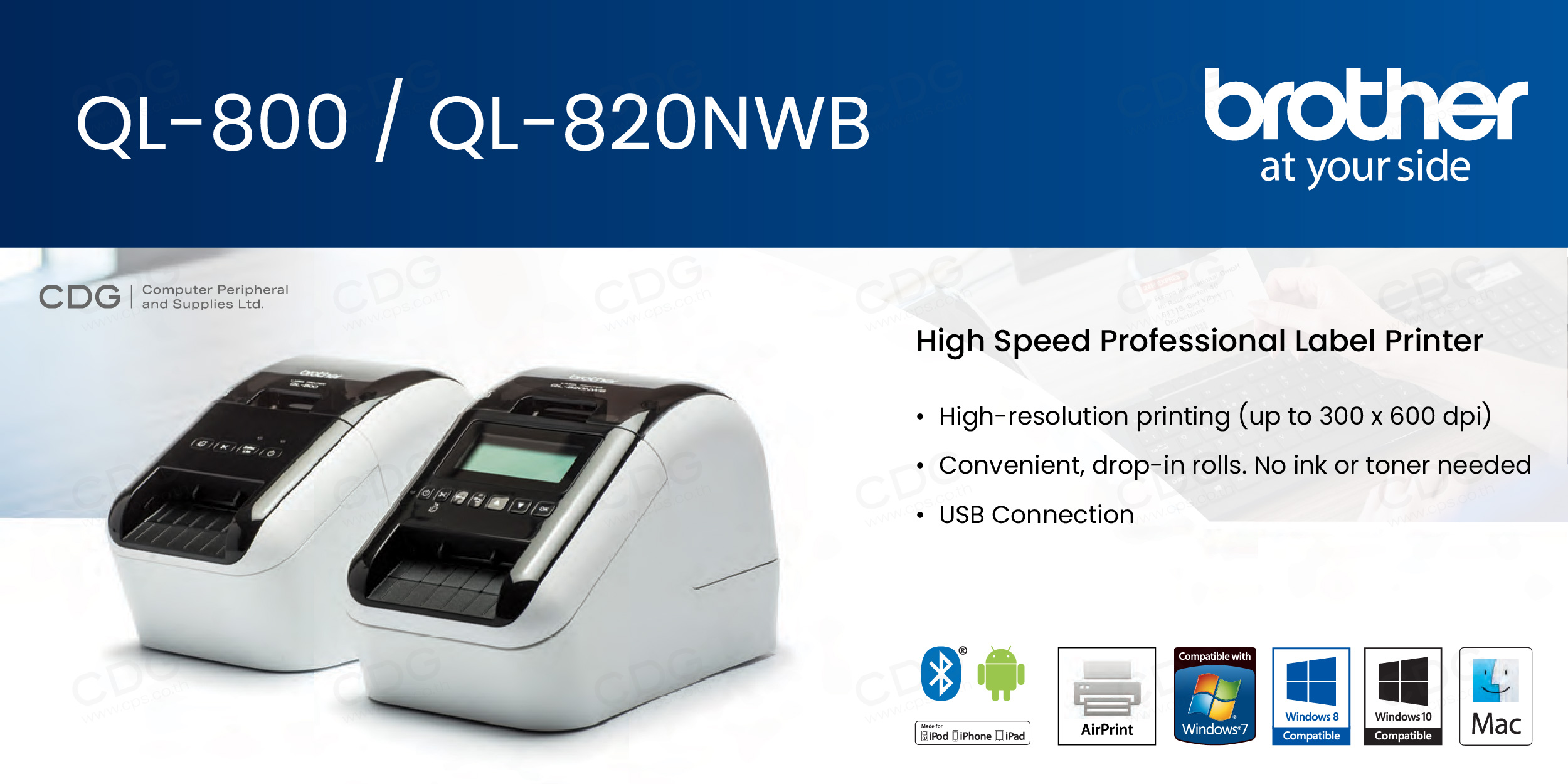 เครื่องพิมพ์ฉลาก Label Printer Brother P-Touch รุ่น QL800