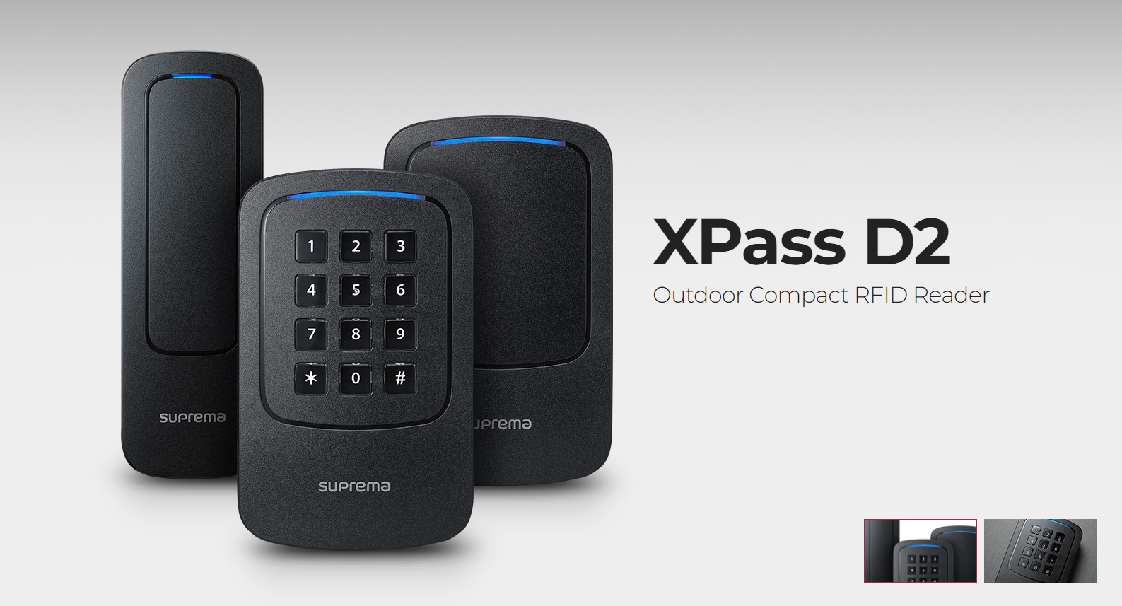 เครื่องอ่านบัตร Suprema XPass D2 Outdoor Compact RFID Reader