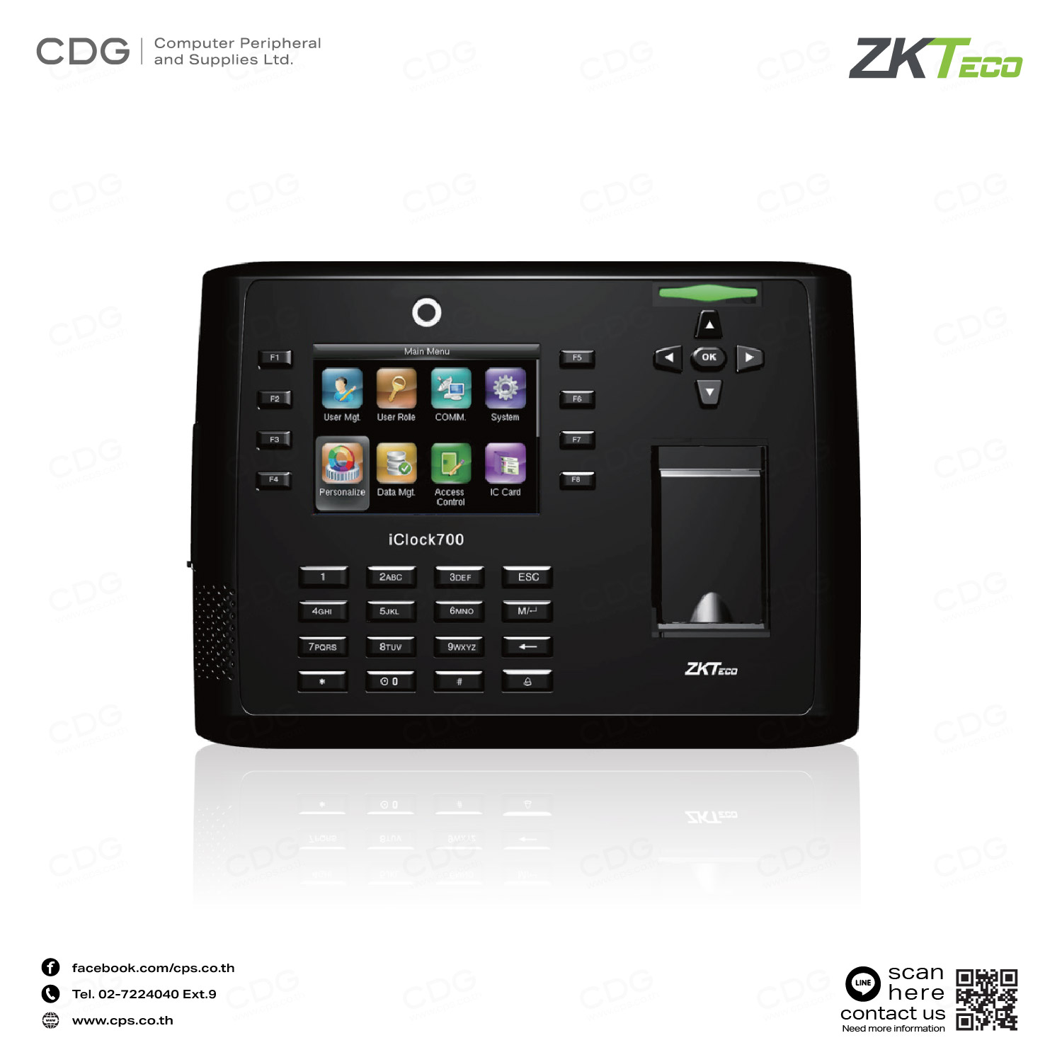 เครื่องสแกนลายนิ้วมือ ZKteco iClock 700 Fingerprint
