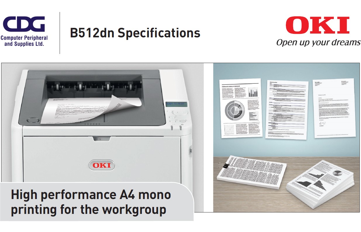 OKI Model B512dn High performance A4 mono printing