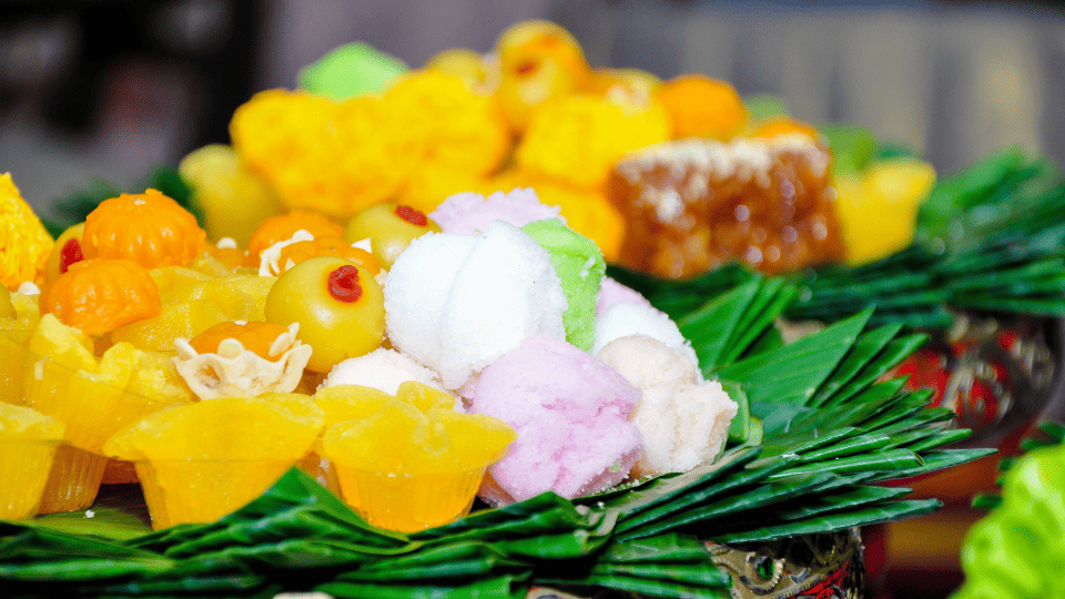 Traditional Khan Mak offerings for a Thai engagement ceremony