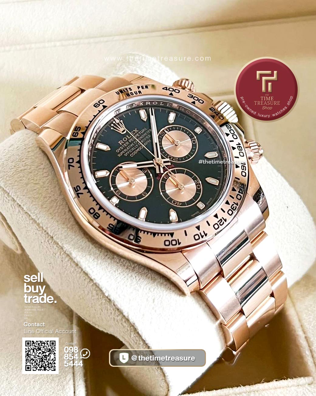 Rolex Daytona 116505 Full Rose Gold Black Dial thetimetreasure