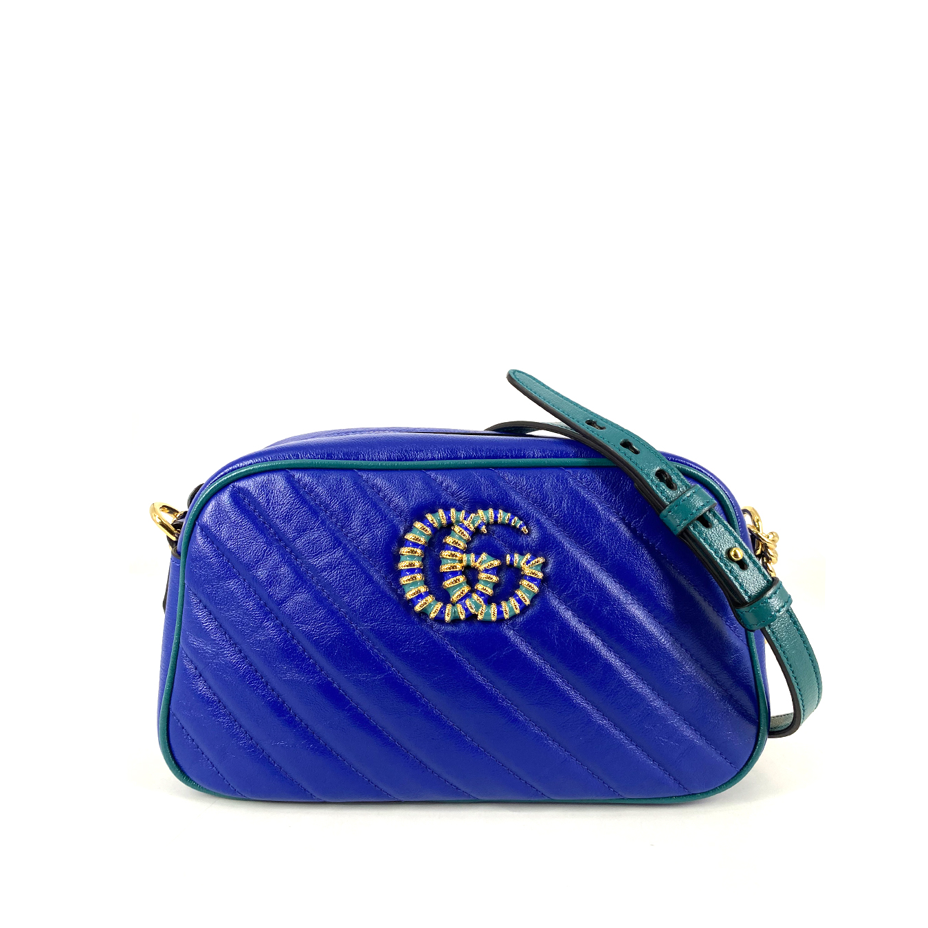 Gucci Marmont Matelase Leather Camera in Blue