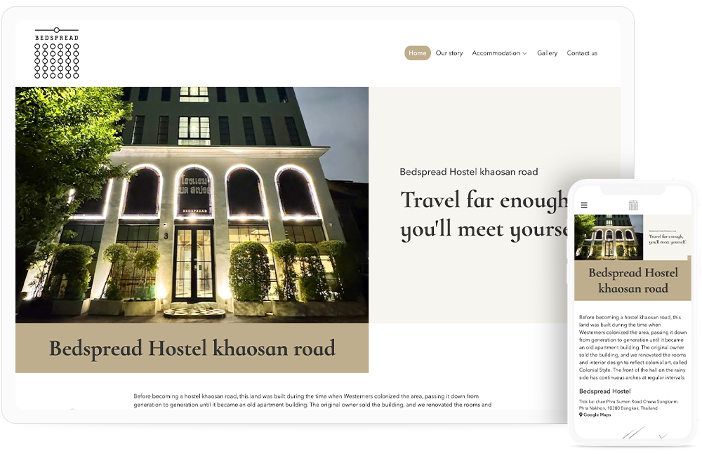 ทำเว็บไซต์ Bedspread Hostel khaosan road