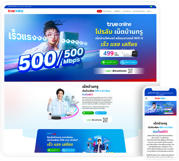 ทำเว็บไซต์  แพ็กเกจอินเทอร์เน็ตไฟเบอร์ความเร็วสูง เน็ตบ้านทรู TrueOnline