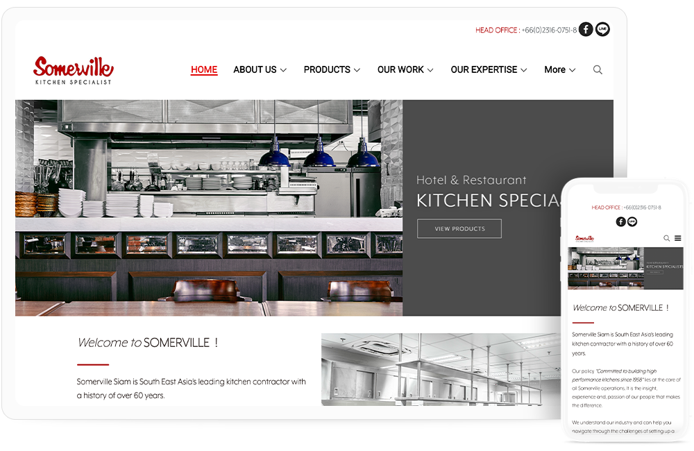 ทำเว็บไซต์ธุรกิจเครื่องครัว Somerville-siam