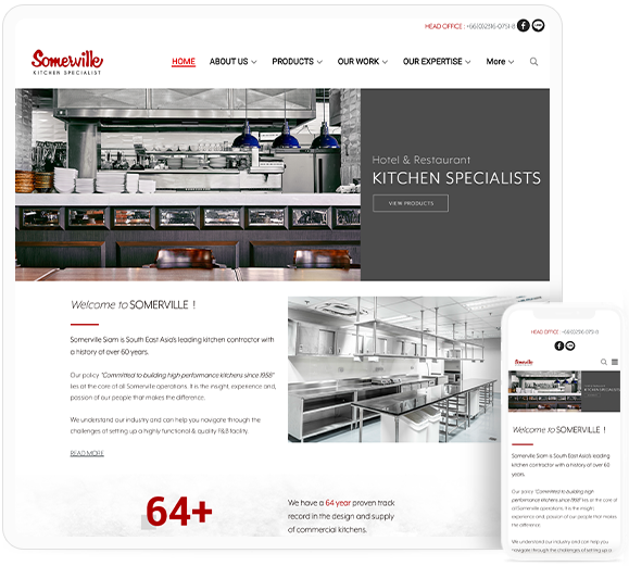 ทำเว็บไซต์ธุรกิจเครื่องครัว Somerville-siam