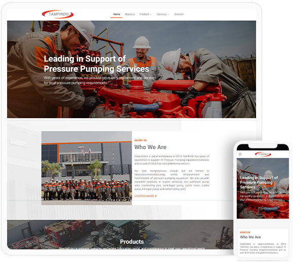 Website untuk layanan pompa industri tambang