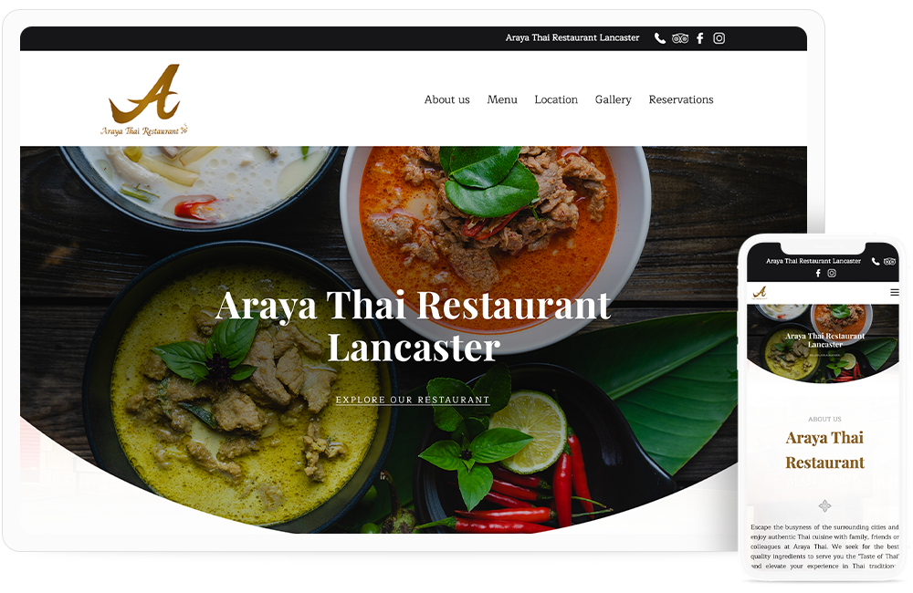 ออกแบบเว็บไซต์ธุรกิจร้านอาหาร Arayathai