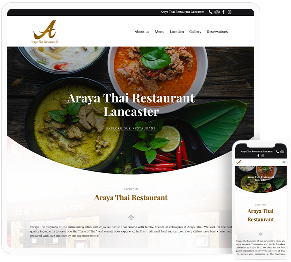 ออกแบบเว็บไซต์ธุรกิจร้านอาหาร Arayathai