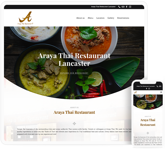 ออกแบบเว็บไซต์ธุรกิจร้านอาหาร Arayathai