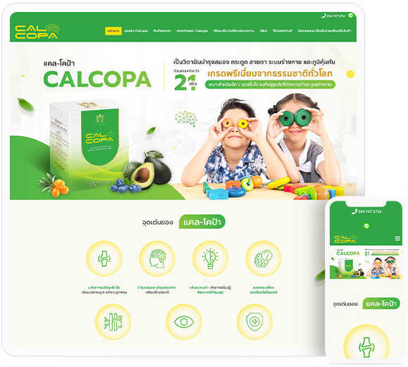 ทำเว็บไซต์ผลิตภัณฑ์อาหารเสริม calcopabrainbooster.com