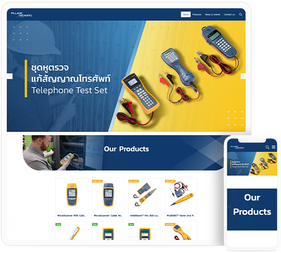 ทำเว็บไซต์อุปกรณ์เน็ตเวิร์ค flukenetworks.advanced.co.th