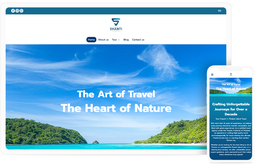 ทำเว็บไซต์ บริการด้านการท่องเที่ยวและแพ็คเกจทัวร์ต่างๆ ในจังหวัดภูเก็ต