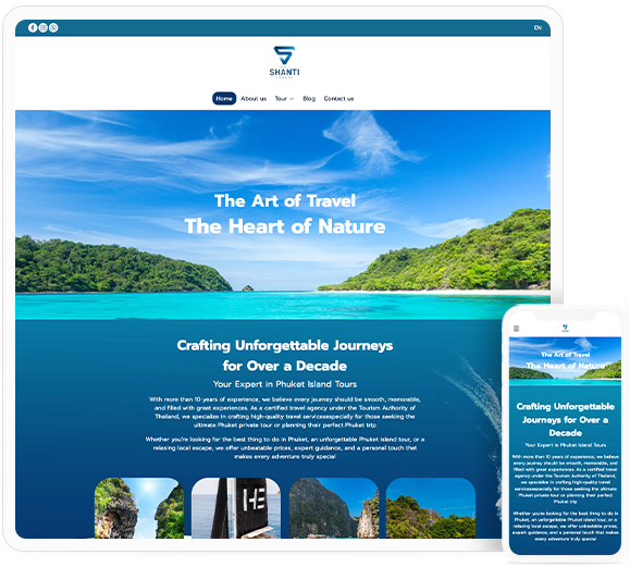 ทำเว็บไซต์ บริการด้านการท่องเที่ยวและแพ็คเกจทัวร์ต่างๆ ในจังหวัดภูเก็ต