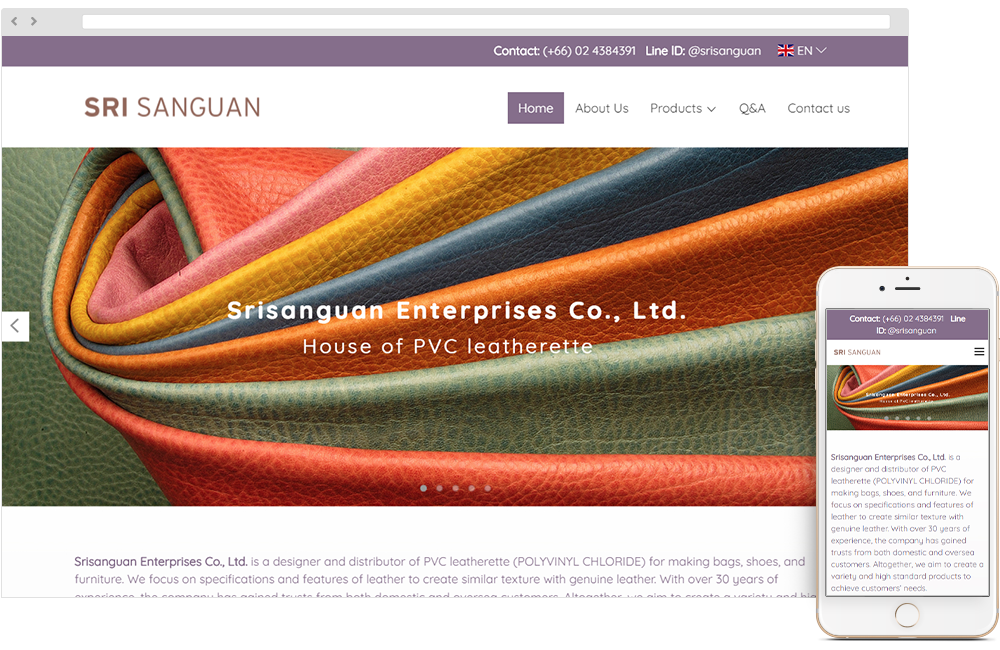 รับออกแบบเว็บไซต์ธุรกิจPVC Srisanguan