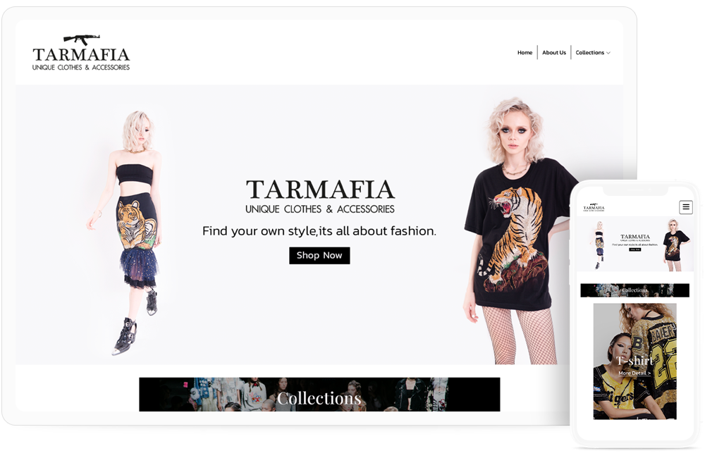 ทำเว็บแบรนด์เสื้อผ้า tarmafia