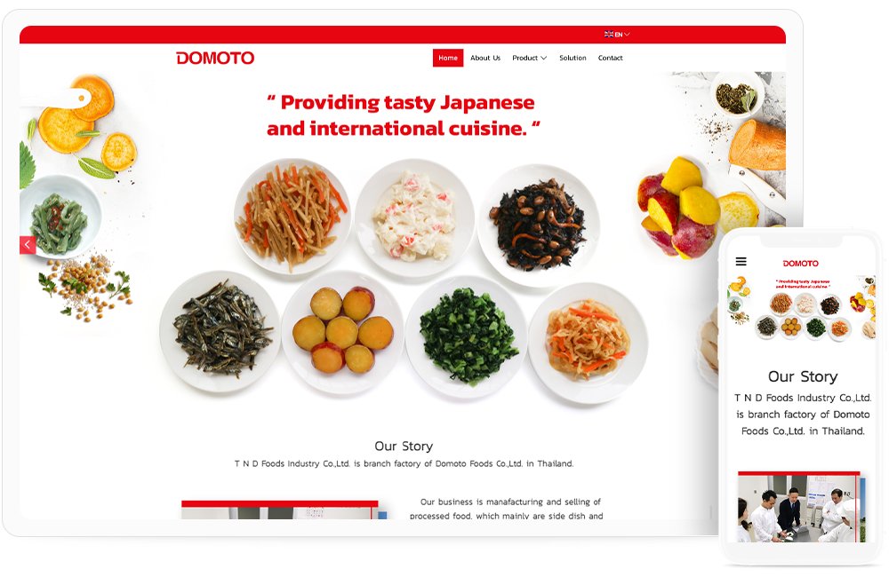 ทำเว็บไซต์จำหน่ายอาหารแปรรูป tndfoods.com