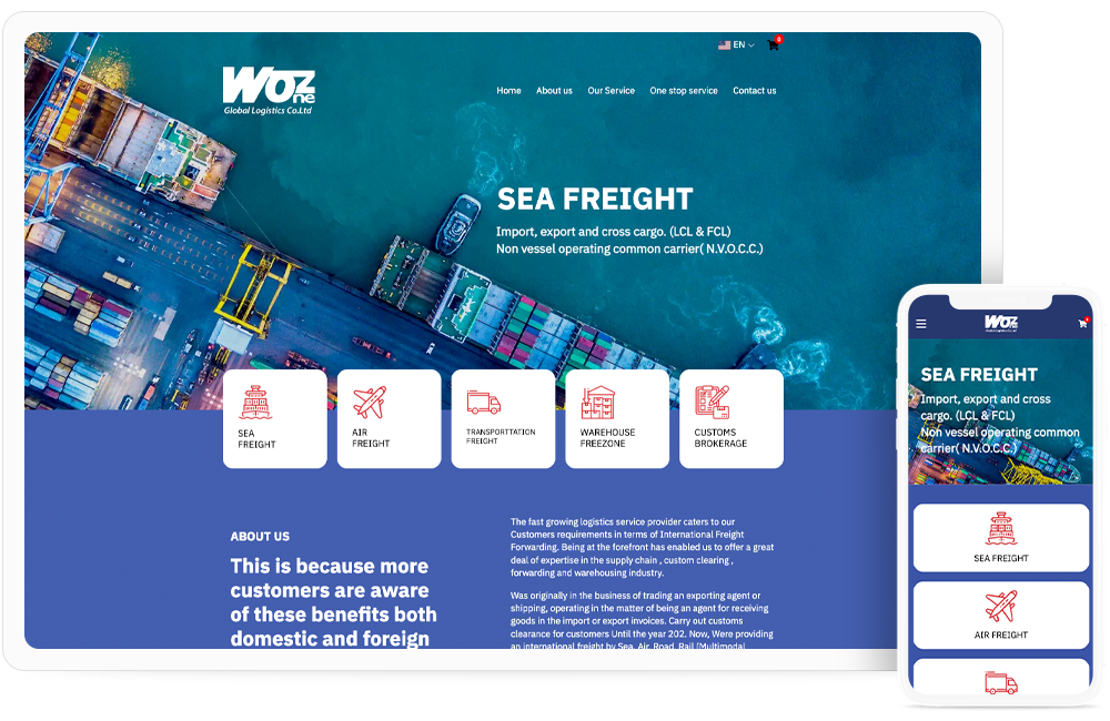 ทำเว็บ logistics  woz1-global.com