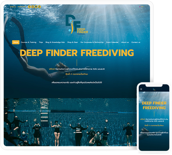 ทำเว็บไซต์สถาบันสอนดำน้ำแบบฟรีไดฟ์วิ่งครบวงจร