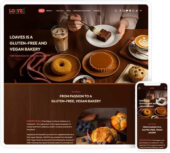 ทำเว็บไซต์ร้านเบเกอรี/คาเฟ่วีแกน และกลูเตนฟรี